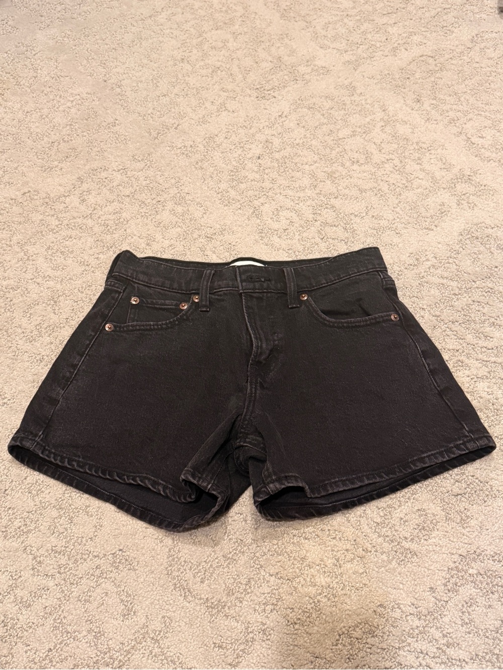 A Line Mid-Rise Black Denim Women’s Shorts